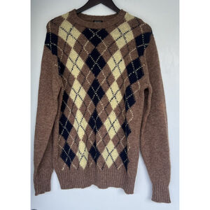 Vintage Brooks Brothers Shetland Wool Argyle Sweater Made in England Size 40 M